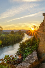 Sunset on the Dordogne river. Beynac et Cazenac, France