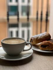 cup of coffee and croissant