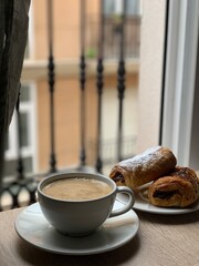 cup of coffee and croissant