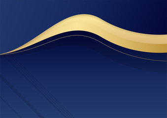 Abstract gold blue geometrics and lines background. Abstract template dark blue luxury premium background with luxury pattern and gold lighting lines. Modern vector template for presentation banner