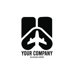 letter W and airplane logo. W letter vector illustration with airplane negative space concept