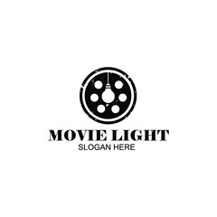 light and movie logo.combination of movie icon and light bulb