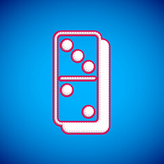 White Domino icon isolated on blue background. Vector
