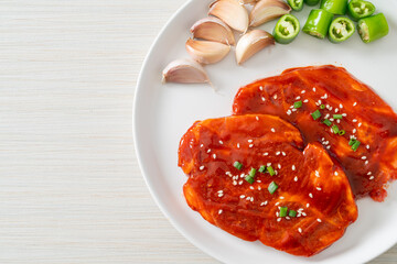 pork Korean marinated or fresh pork raw marinated with Korean spicy paste