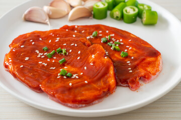 pork Korean marinated or fresh pork raw marinated with Korean spicy paste
