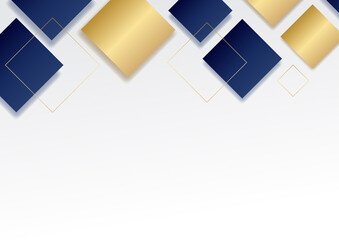 Abstract blue and gold white background with gold threads. Abstract polygonal pattern luxury dark blue with gold.