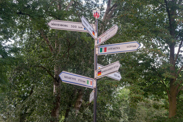 Distances in kilometers in the Malbork city in Poland showing distances to others cities.