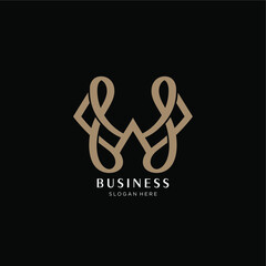 letter W elegant line. The letter W line pattern is luxurious and simple