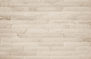 Obraz premium Empty Background of wide cream brick wall texture. Brown brick wall texture background in room at subway.