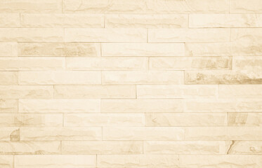 Obraz premium Empty Background of wide cream brick wall texture. Brown brick wall texture background in room at subway.