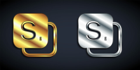 Gold and silver Bingo icon isolated on black background. Lottery tickets for american bingo game. Long shadow style. Vector