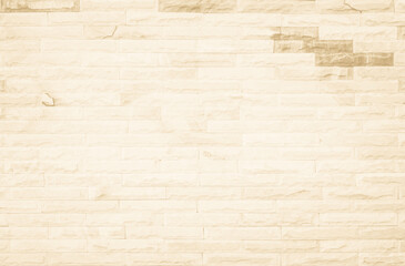 Empty Background of wide cream brick wall texture. Brown brick wall texture background in room at subway.