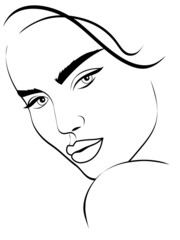Abstract beautiful female face. Minimalist fashion design, vector illustration for t-shirt, prints, covers, posters, logo, tattoo