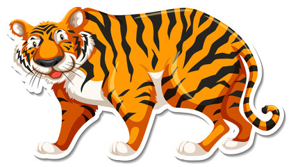 Fototapeta na wymiar Tiger cartoon character on white background