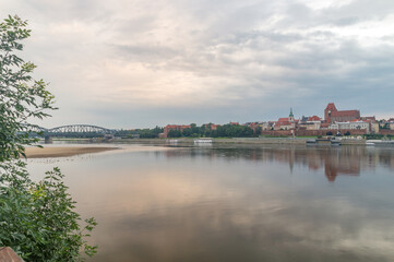 Fototapeta na wymiar Morning view on vistula river in Torun, Poland.