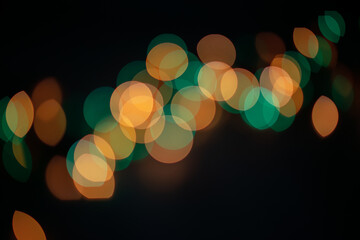 Beautiful decor with Christmas  lights, blur holiday night abstract background