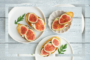 Breakfast or snack with fig croutons