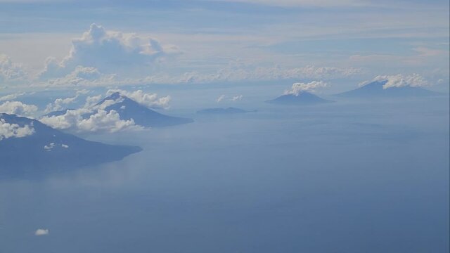 Ternate Tidore Mount Gamalama Mount Kie Matubu Volcanoes Islands in North Maluku View from Airplane during Take Off - Indonesia Landcape
