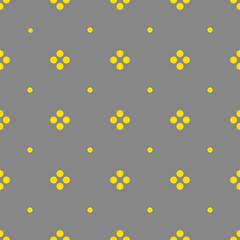 Couleurs de l& 39 année 2021 illuminant le motif à pois sans couture jaune et gris ultime, illustration vectorielle. Modèle sans couture avec cercles jaunes sur gris. Fond géométrique abstrait