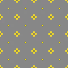 Papier peint Gris Couleurs de l& 39 année 2021 illuminant le motif à pois sans couture jaune et gris ultime, illustration vectorielle. Modèle sans couture avec cercles jaunes sur gris. Fond géométrique abstrait