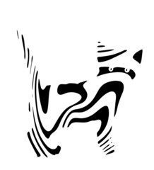 Striped Kitten. Little cat, stylish minimalistic concept ideal for tatto, avatar, logo. Contemporary hand drawn vector illustrations