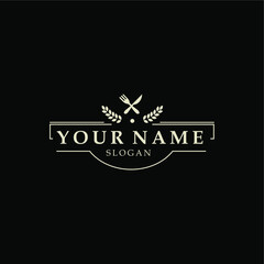 Obraz na płótnie Canvas classic restaurant frame. badge vector logo with spoon and fork for classic theme restaurant identity