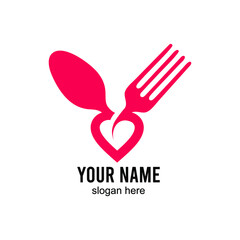 cutlery and heart logo. vector illustration of a spoon and fork combination with love