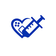 icon sign I got the covid-19 vaccine. Combination of wound plaster, syringe and heart icon
