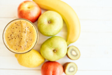 fruit smoothie fresh Fresh Desert milkshake top view