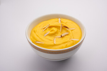 Indian Sweet Amrakhand or Mango flavoured Shrikhand