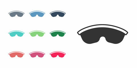 Black Safety goggle glasses icon isolated on white background. Set icons colorful. Vector