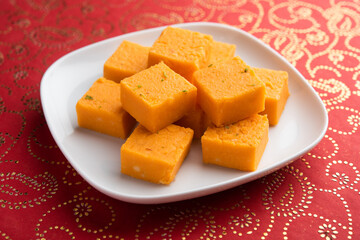 Orange barfi or pastry