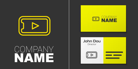 Obraz premium Logotype line Online play video icon isolated on grey background. Smartphone and film strip with play sign. Logo design template element. Vector