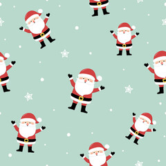 Christmas texture with Santa Claus. Seamless pattern. Vector