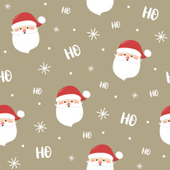 Design of seamless pattern with funny Santa Claus. Vector