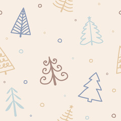 Seamless pattern with Christmas trees. Vector