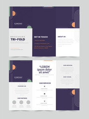 Tri-Fold Brochure Template Design With Double-Side In Blue And White Color.