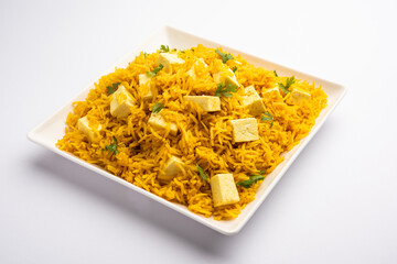 Paneer Pulav or cottage cheese fried rice