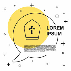 Black line Pope hat icon isolated on white background. Christian hat sign. Random dynamic shapes. Vector