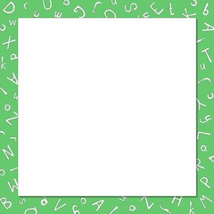 Square frame with English letters around a white card with a shadow. It is easy to change the color of the frame and letters to whatever you want. Vector illustration