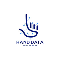 Fototapeta premium hand logo and data. blue hand and data abstract illustration