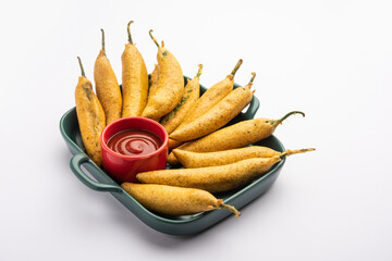 Chilli Pakoda or mirchi pakora