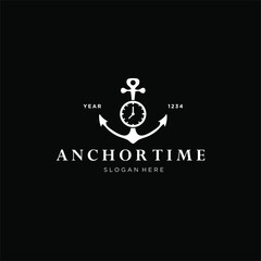 time and anchor logo. Vector illustration of clock and anchor icon. abstract combination of anchors in time