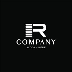 letter R logo with lines. vector image of letter R abstract line.