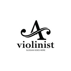 logo letter A and F-holes. violinist logo initials A. letter A logo violin character. letter A with violin hole  © vionaembun42