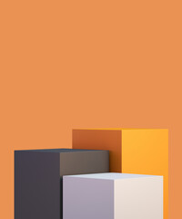 3d product podium mock up background for presentation with orange background; 3d rendering