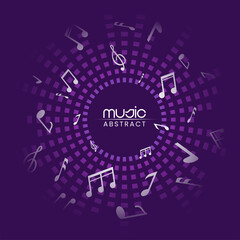 Obraz premium Purple Equalizer Background Decorated With Music Notes.