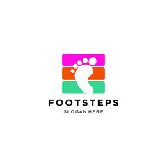 footprint logo in color box. abstract footprint illustration negative space concept