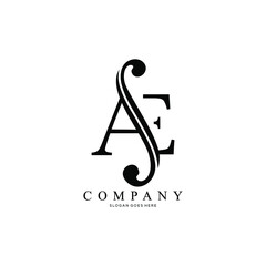 logo letter AE and F-holes. violinist logo initials AE. letter AE logo violin character. letter AE with violin hole