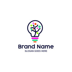 light bulb logo and technology. suitable for brain development, technology business and others. in modern colors